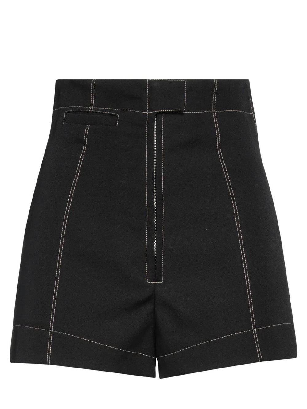 JACQUEMUS Le Raphia High-Waist Black Contrast-Stitch Women's Shorts - Picture 3 of 11